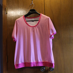 Just My Size 2X Pink and White Striped SS Top